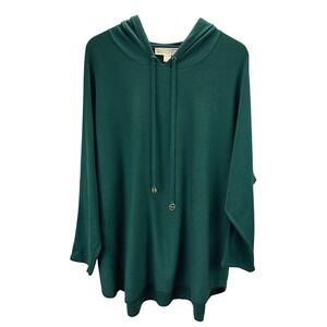 NEW Michael Kors Womens Size 3X Hooded Pullover Sweater Emerald Casual